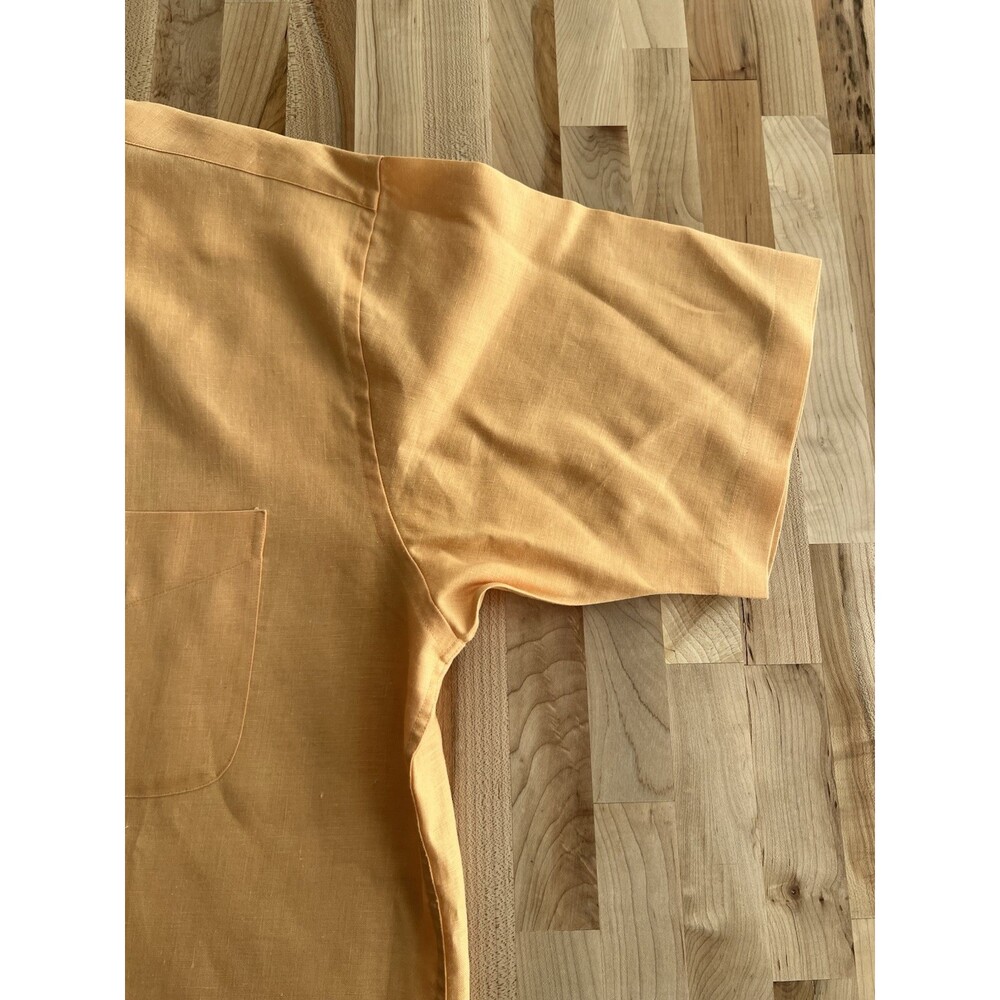 Jos A Bank Travelers Collection 100% Linen Short Sleeve Button Up Orange Large - Picture 2 of 9